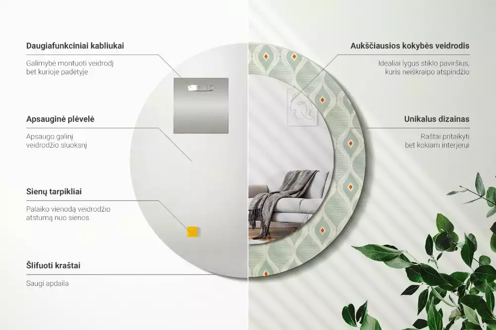 Kulaté zrcadlo s potiskem Klasický vintage vzor