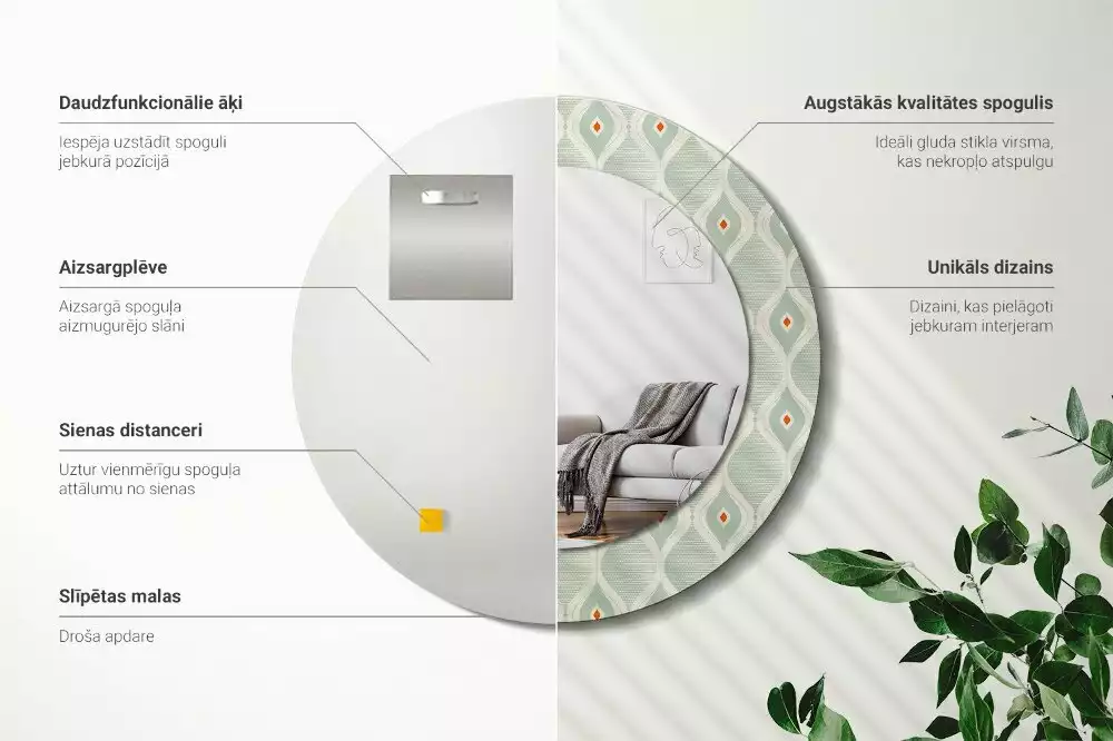 Kulaté zrcadlo s potiskem Klasický vintage vzor