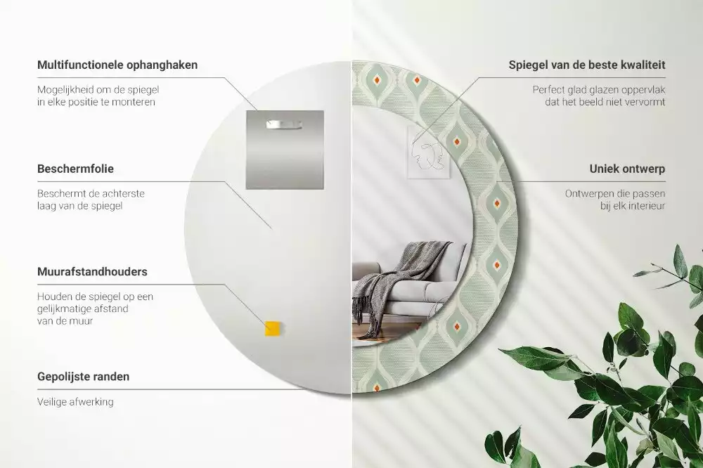 Kulaté zrcadlo s potiskem Klasický vintage vzor