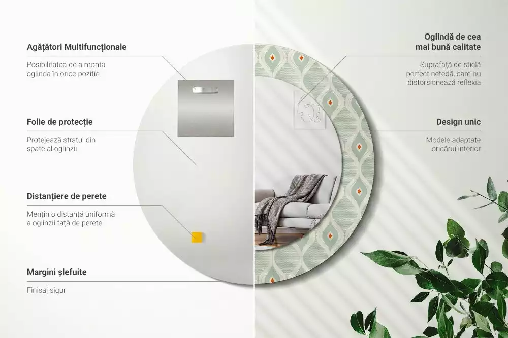 Kulaté zrcadlo s potiskem Klasický vintage vzor