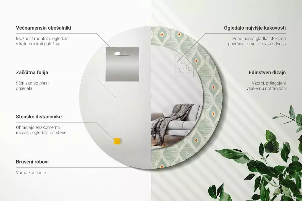 Kulaté zrcadlo s potiskem Klasický vintage vzor