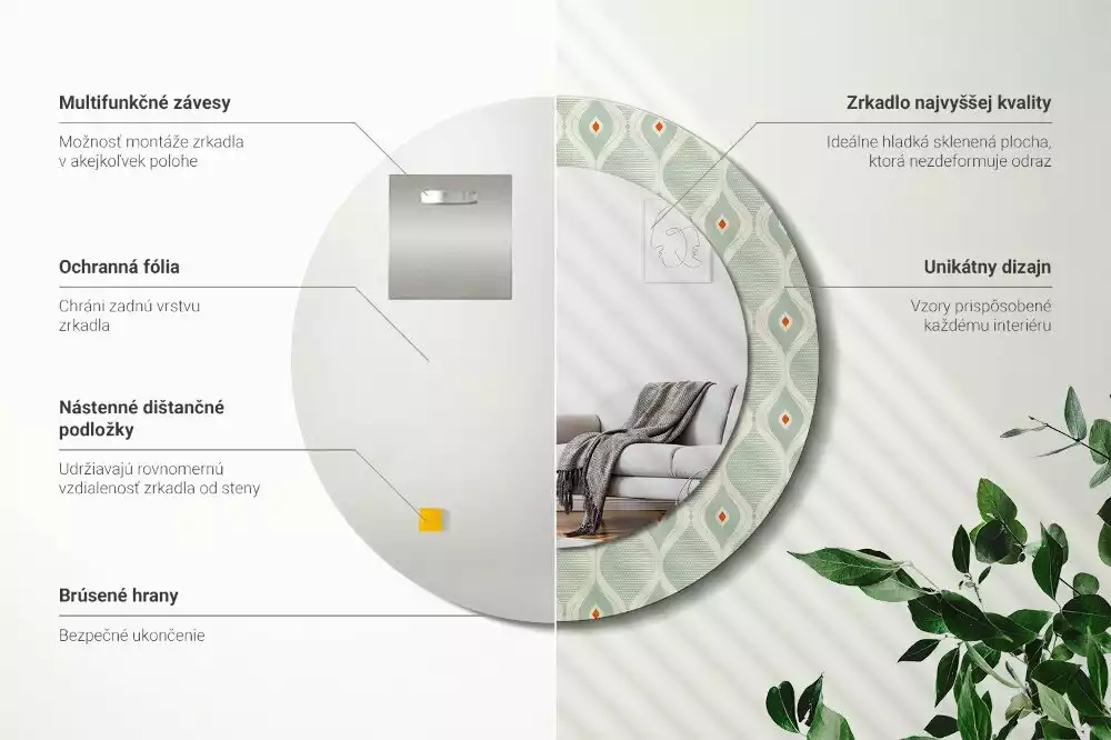 Kulaté zrcadlo s potiskem Klasický vintage vzor