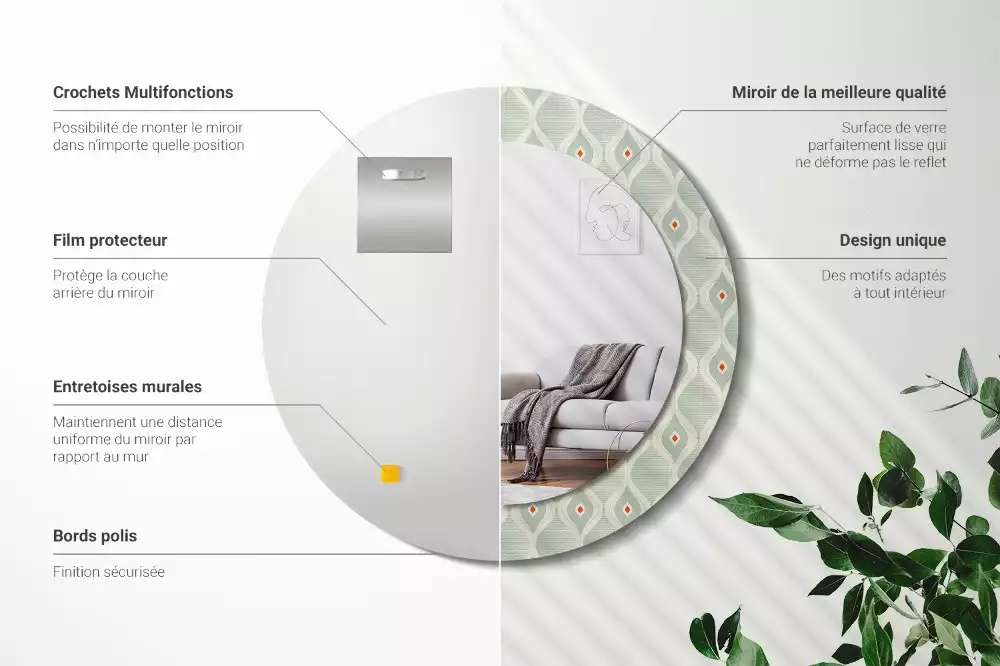 Kulaté zrcadlo s potiskem Klasický vintage vzor