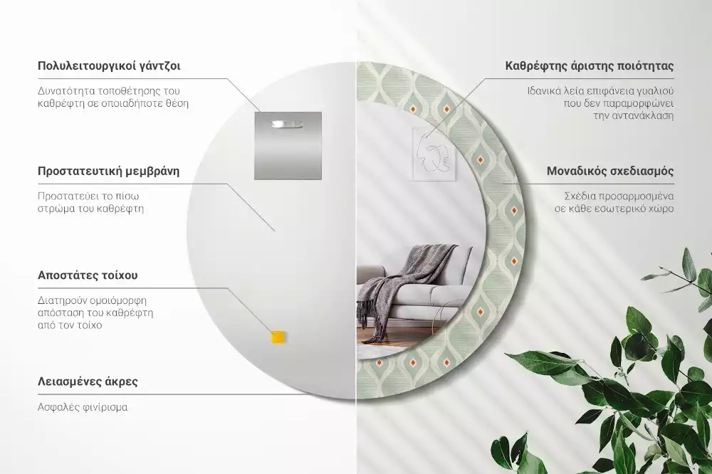 Kulaté zrcadlo s potiskem Klasický vintage vzor