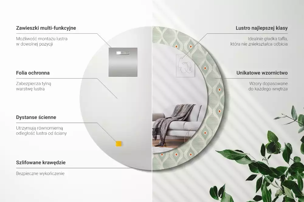 Kulaté zrcadlo s potiskem Klasický vintage vzor