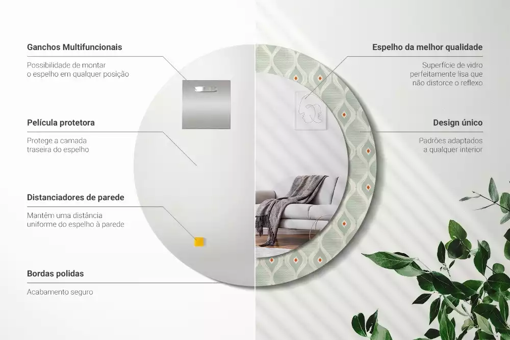 Kulaté zrcadlo s potiskem Klasický vintage vzor