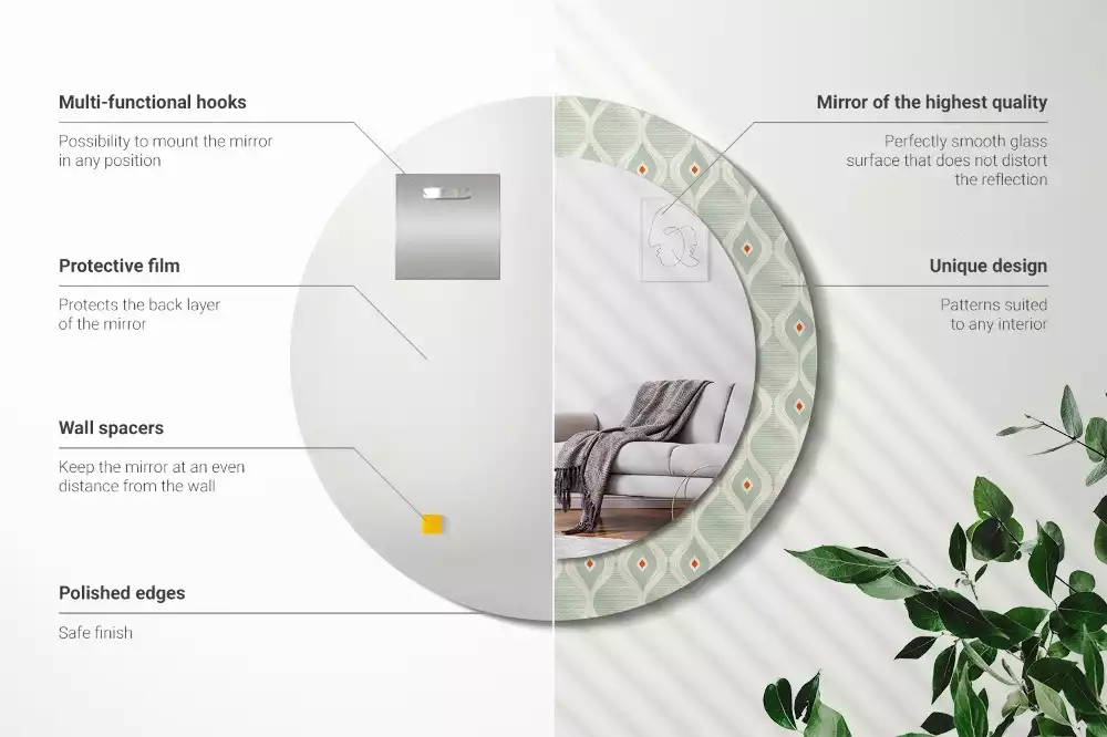 Kulaté zrcadlo s potiskem Klasický vintage vzor