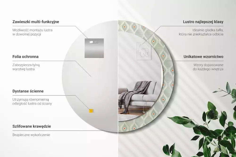 Kulaté zrcadlo s potiskem Klasický vintage vzor