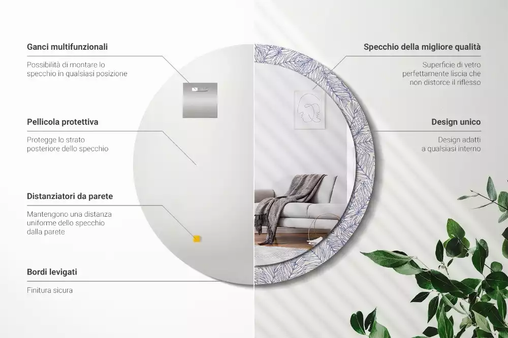 Kulaté zrcadlo s potiskem Tropická palma obrys