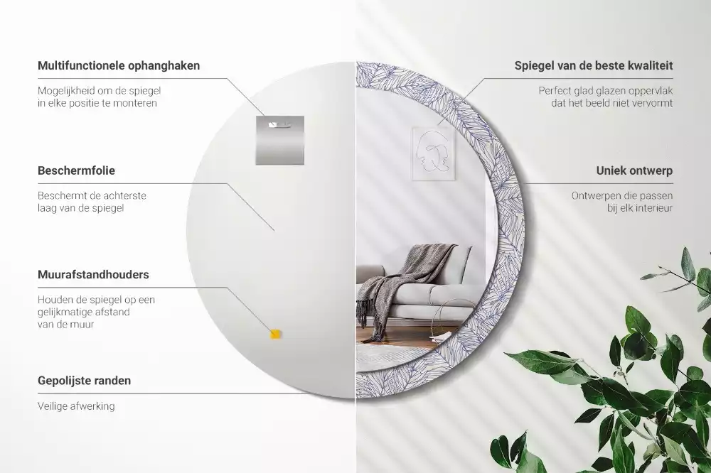 Kulaté zrcadlo s potiskem Tropická palma obrys