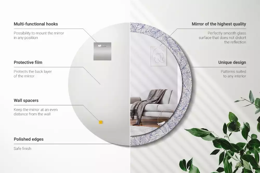 Kulaté zrcadlo s potiskem Tropická palma obrys