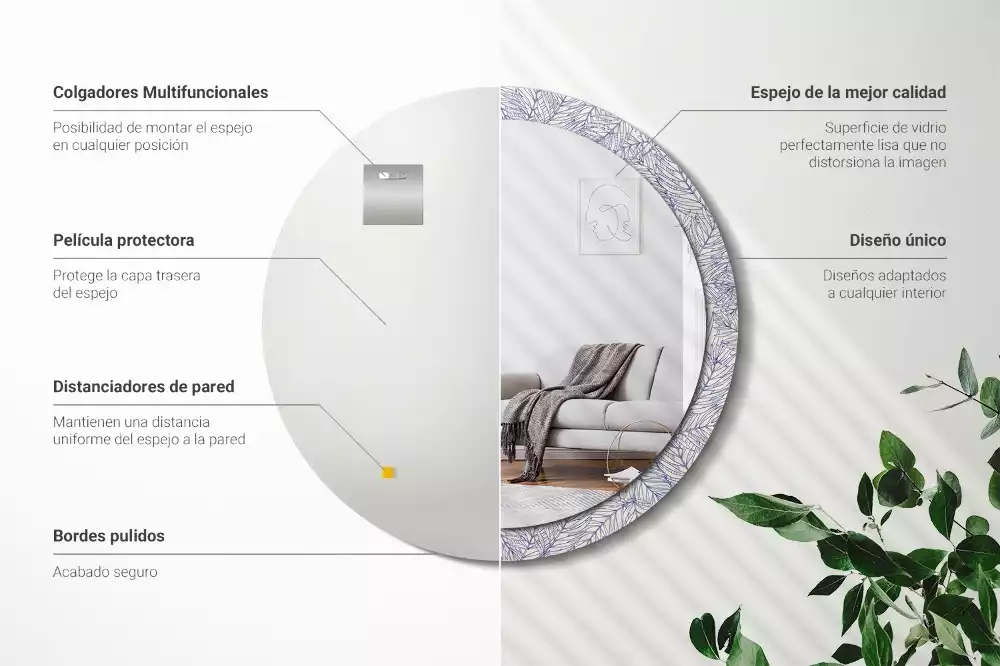 Kulaté zrcadlo s potiskem Tropická palma obrys