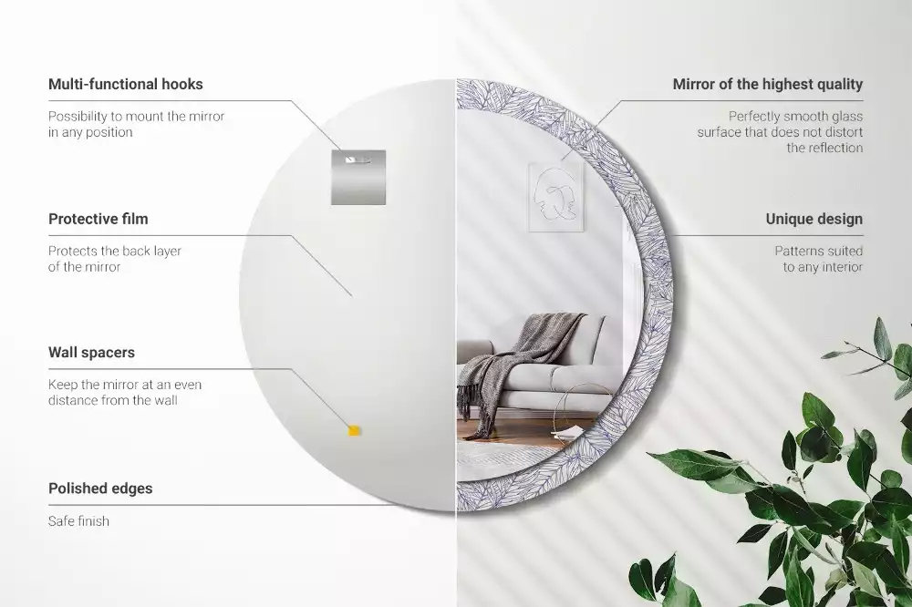 Kulaté zrcadlo s potiskem Tropická palma obrys