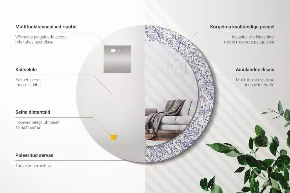 Kulaté zrcadlo s potiskem Tropická palma obrys