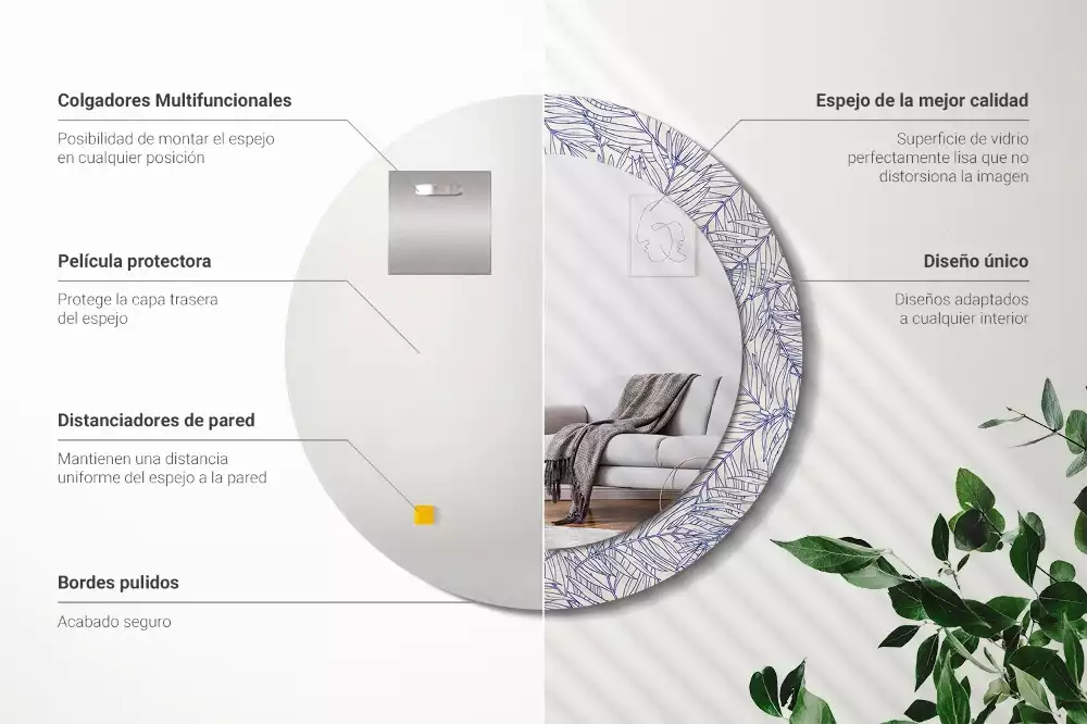 Kulaté zrcadlo s potiskem Tropická palma obrys