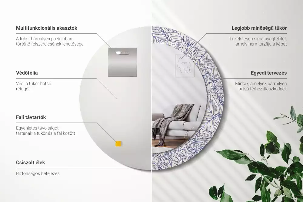 Kulaté zrcadlo s potiskem Tropická palma obrys