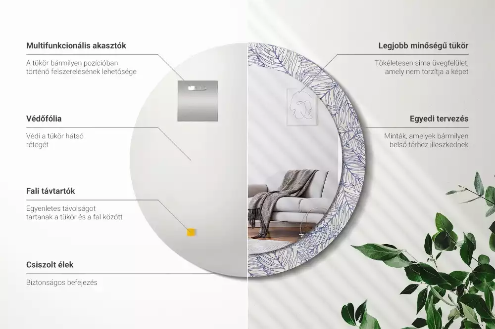 Kulaté zrcadlo s potiskem Tropická palma obrys