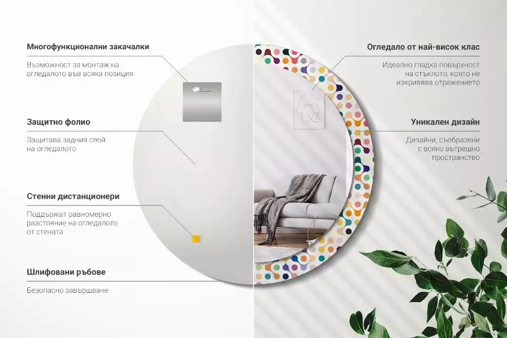 Kulaté zrcadlo s potiskem Pop-art tečky