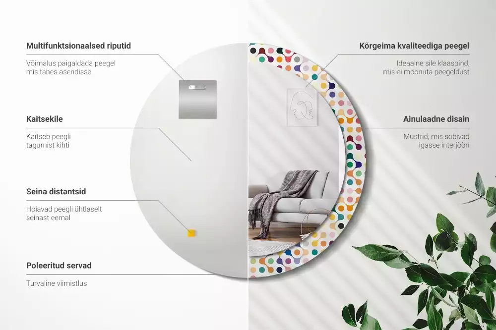 Kulaté zrcadlo s potiskem Pop-art tečky