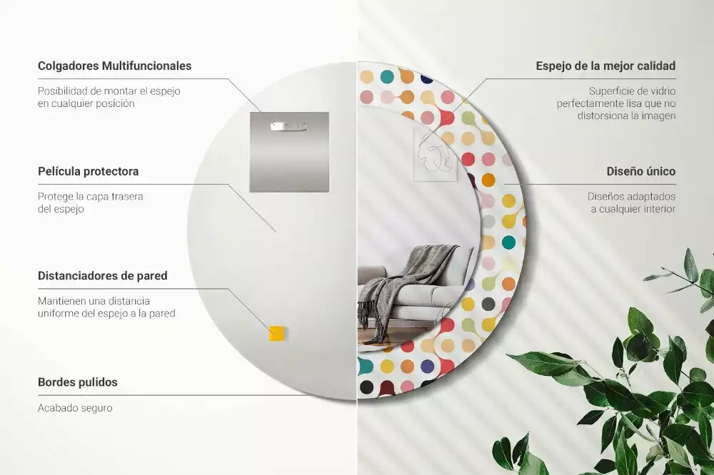 Kulaté zrcadlo s potiskem Pop-art tečky