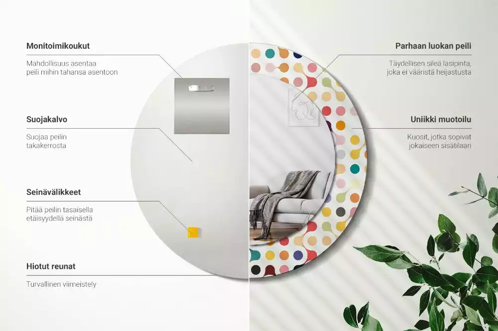 Kulaté zrcadlo s potiskem Pop-art tečky