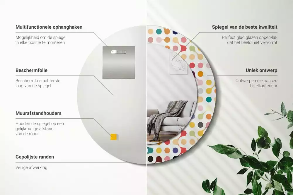 Kulaté zrcadlo s potiskem Pop-art tečky