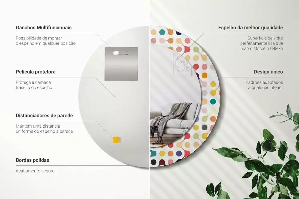 Kulaté zrcadlo s potiskem Pop-art tečky