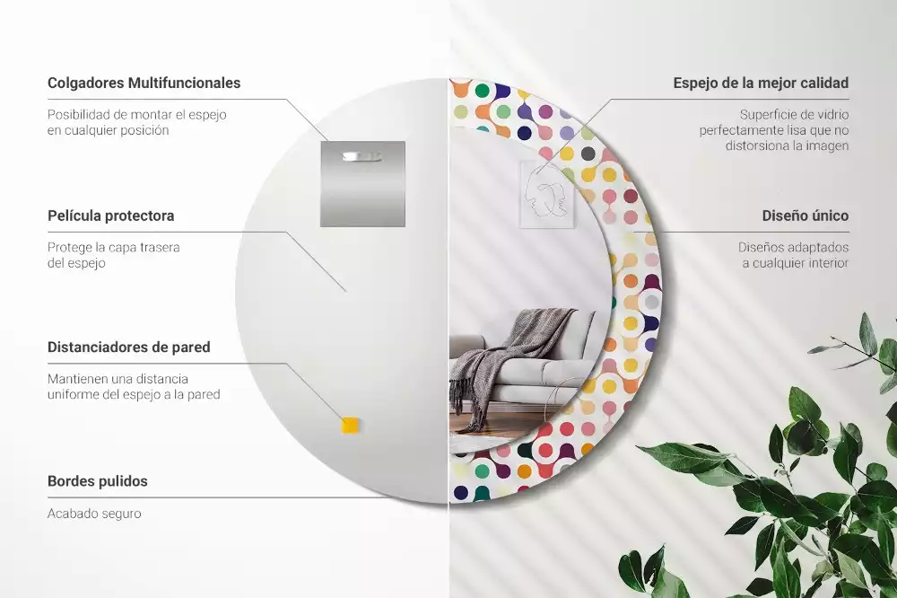 Kulaté zrcadlo s potiskem Pop-art tečky