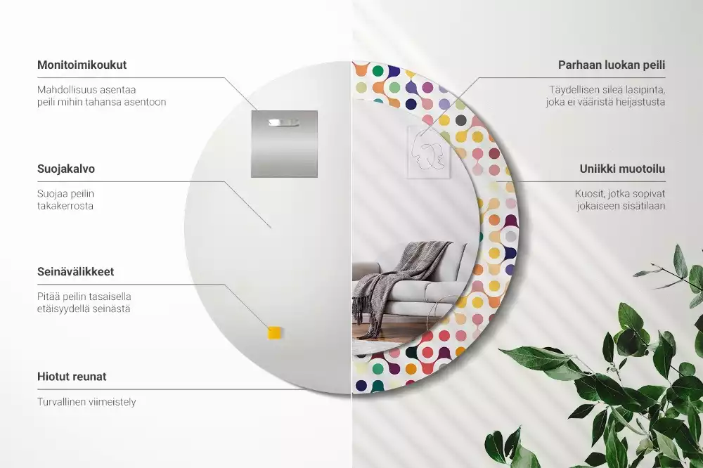 Kulaté zrcadlo s potiskem Pop-art tečky