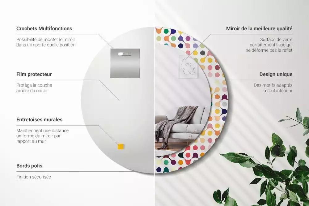 Kulaté zrcadlo s potiskem Pop-art tečky