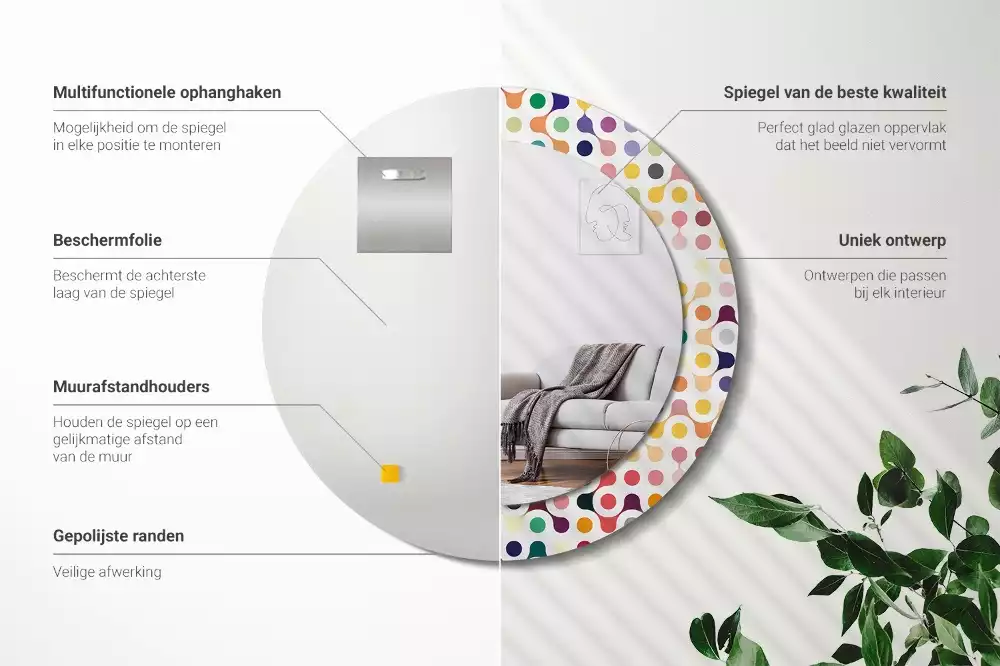 Kulaté zrcadlo s potiskem Pop-art tečky