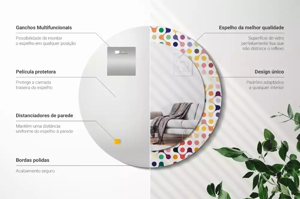 Kulaté zrcadlo s potiskem Pop-art tečky