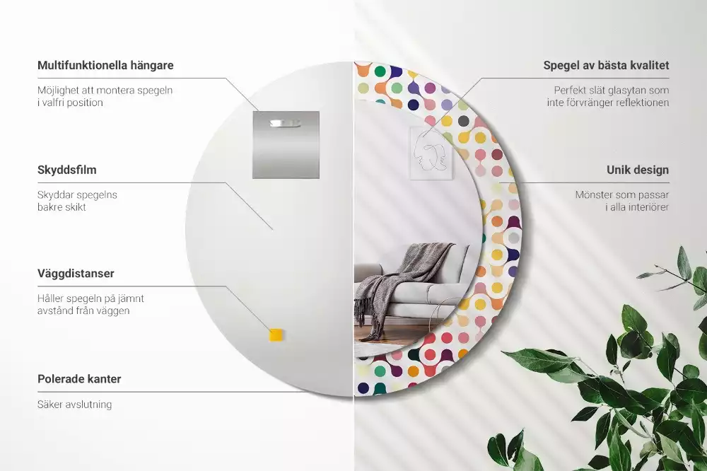 Kulaté zrcadlo s potiskem Pop-art tečky