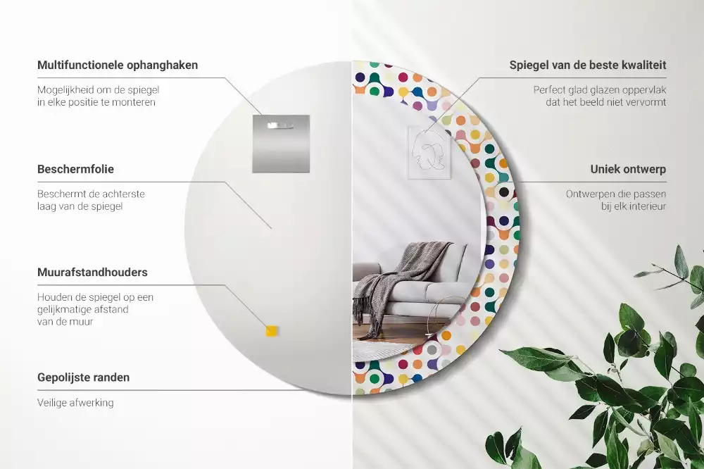 Kulaté zrcadlo s potiskem Pop-art tečky