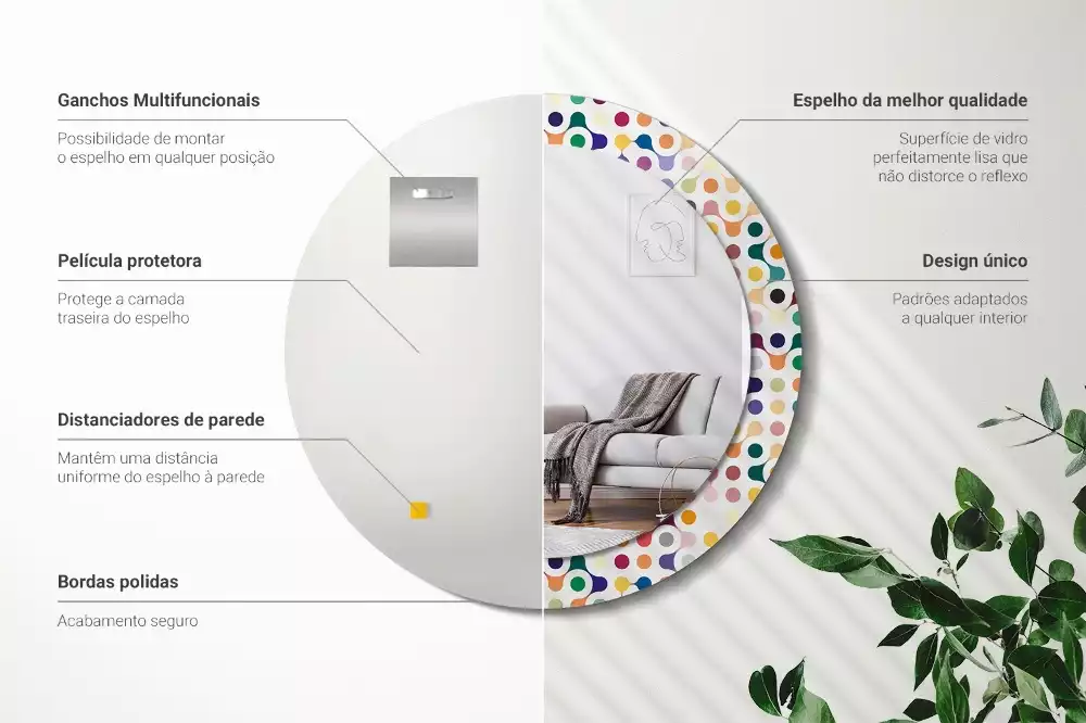 Kulaté zrcadlo s potiskem Pop-art tečky