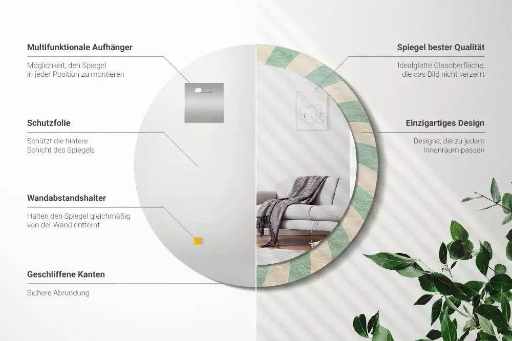 Kulaté zrcadlo s potiskem Retro pastelový vzor