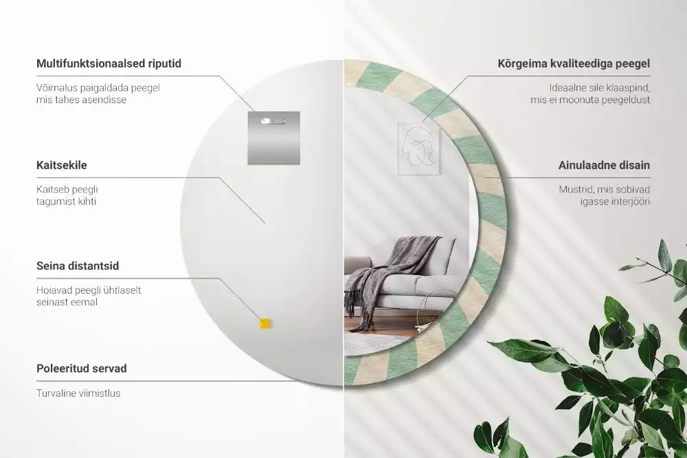 Kulaté zrcadlo s potiskem Retro pastelový vzor