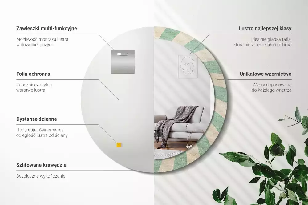 Kulaté zrcadlo s potiskem Retro pastelový vzor