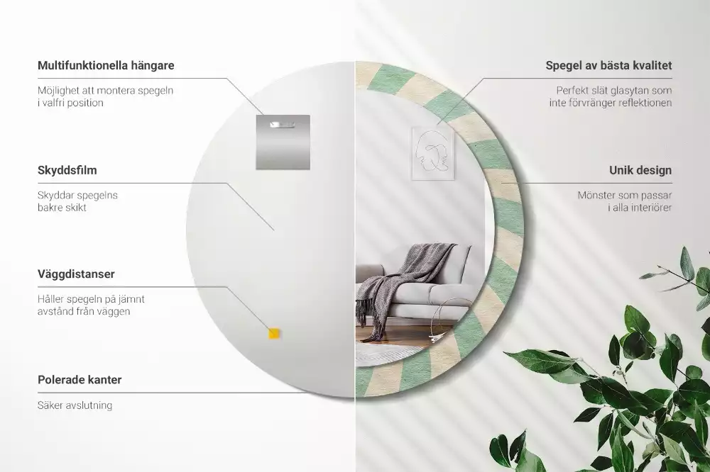 Kulaté zrcadlo s potiskem Retro pastelový vzor