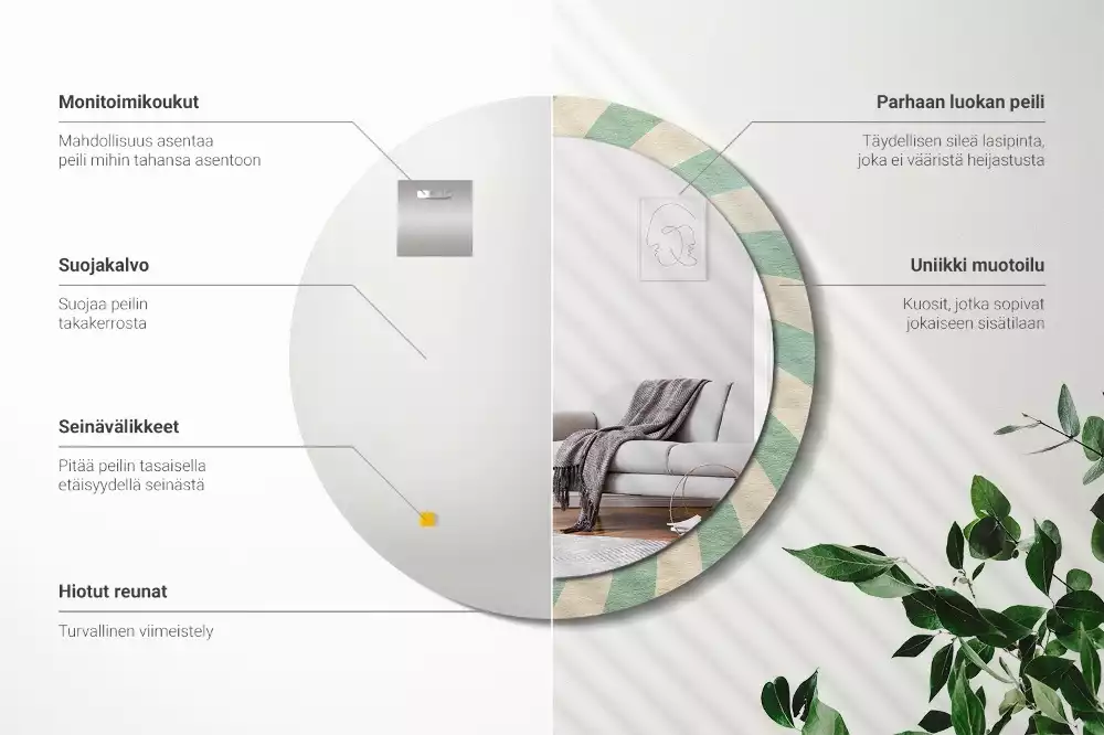 Kulaté zrcadlo s potiskem Retro pastelový vzor