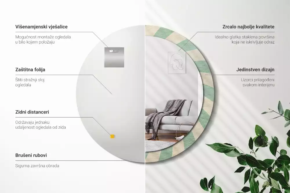 Kulaté zrcadlo s potiskem Retro pastelový vzor