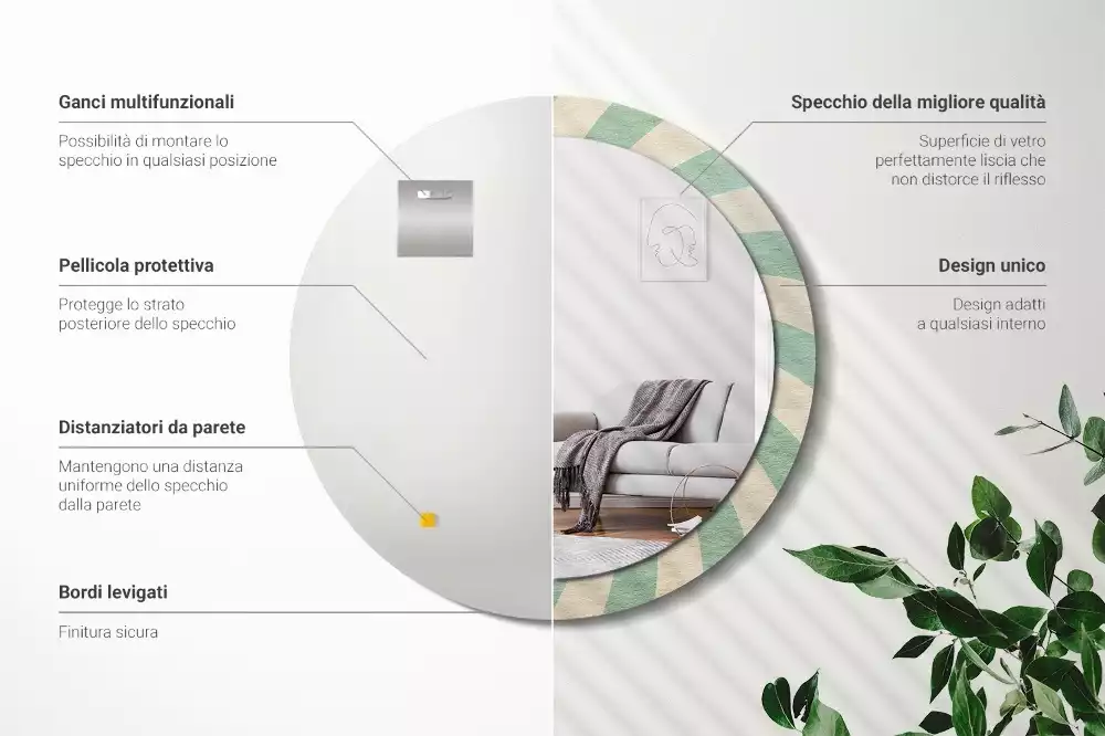 Kulaté zrcadlo s potiskem Retro pastelový vzor