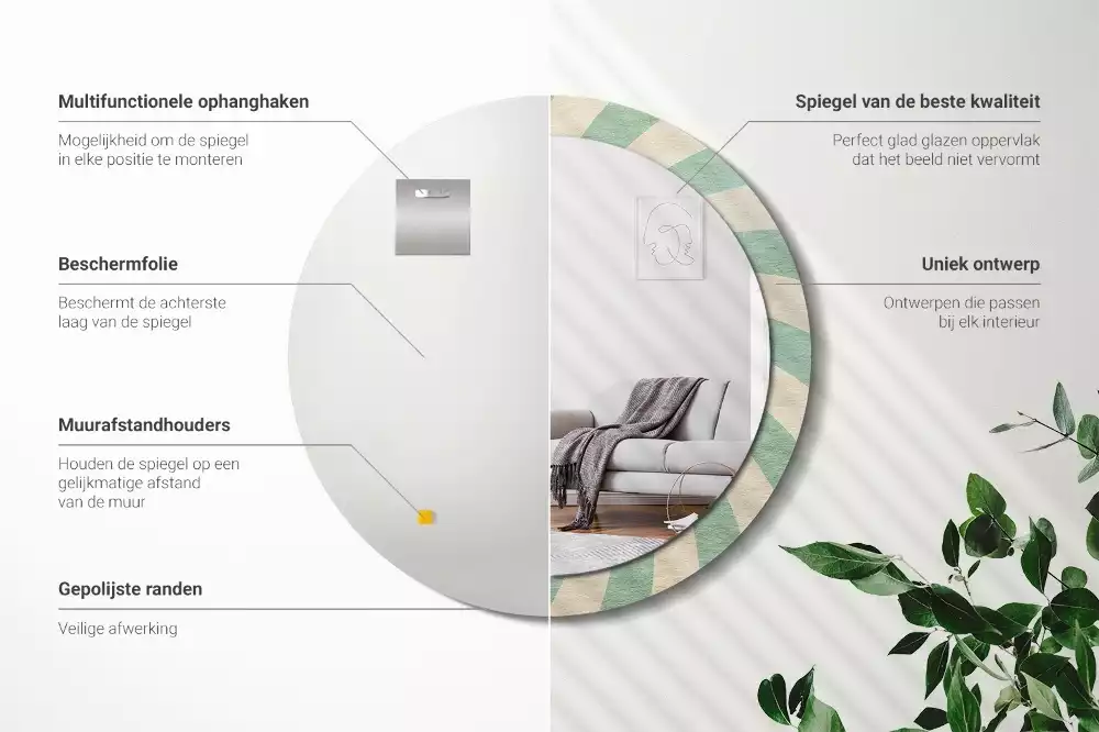 Kulaté zrcadlo s potiskem Retro pastelový vzor