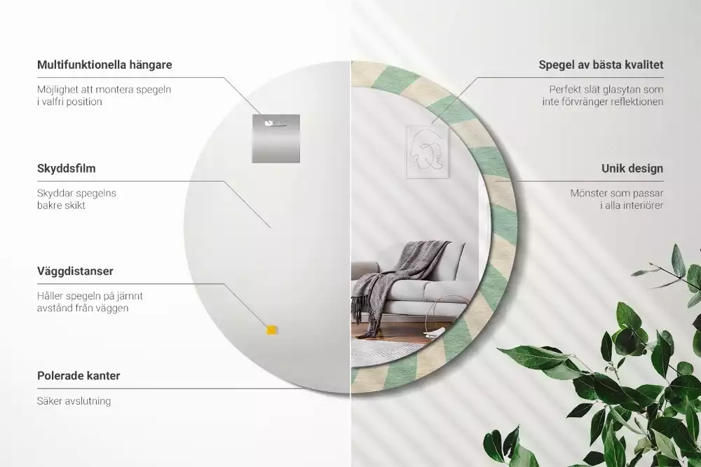 Kulaté zrcadlo s potiskem Retro pastelový vzor