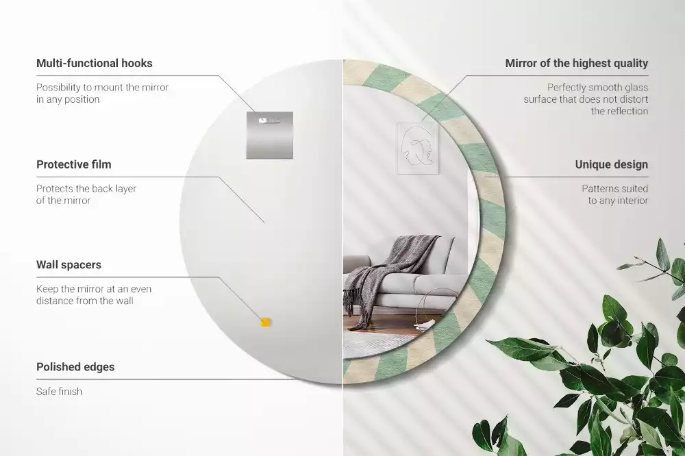 Kulaté zrcadlo s potiskem Retro pastelový vzor