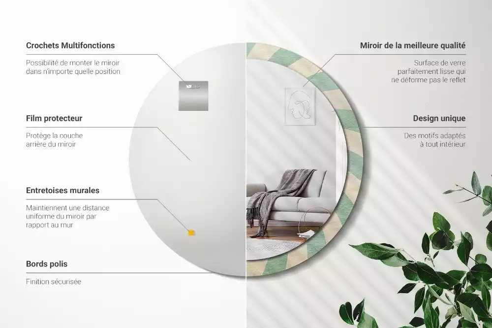 Kulaté zrcadlo s potiskem Retro pastelový vzor