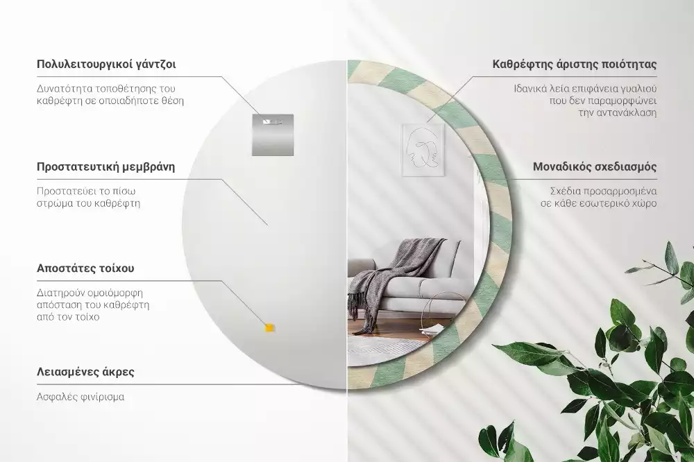 Kulaté zrcadlo s potiskem Retro pastelový vzor