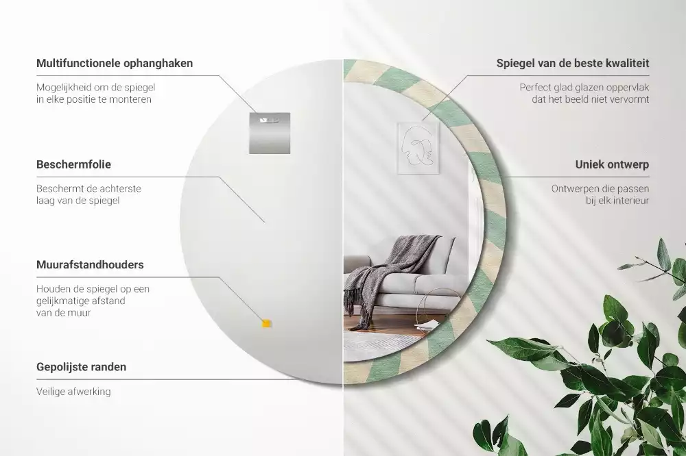 Kulaté zrcadlo s potiskem Retro pastelový vzor