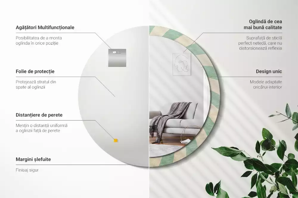 Kulaté zrcadlo s potiskem Retro pastelový vzor