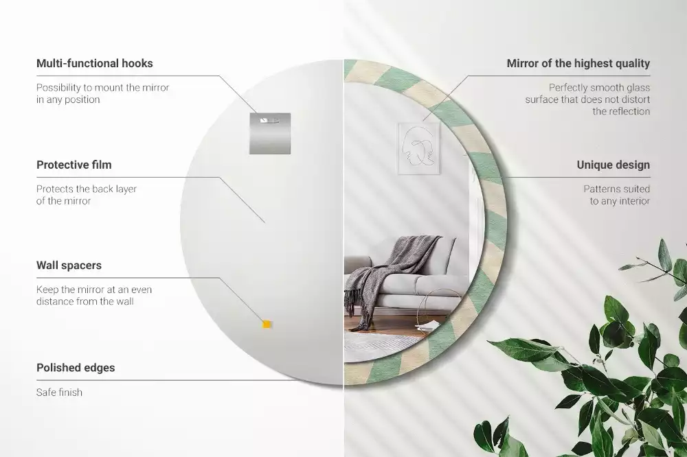 Kulaté zrcadlo s potiskem Retro pastelový vzor